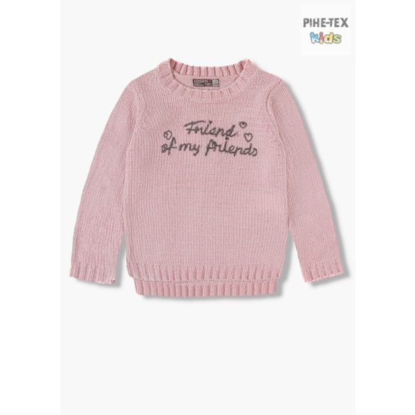 Losan rózsaszín kislány pulóver, hímzett felirattal (926-5001AA) 