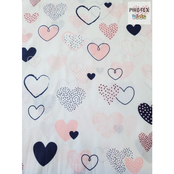 Rózsaszín- pöttyös szívecske textil (518/R)