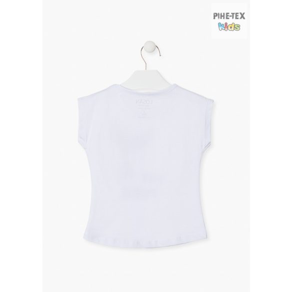 Losan fehér, kislány, rövid ujjú póló, megfordítható flitteres mintával (016-1203AL) 
