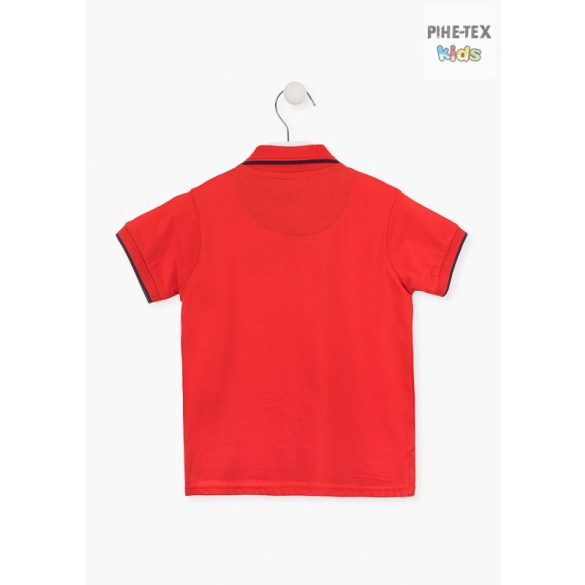 Losan fiú piros színű, rövid ujjú  galléros póló (015-1633AL)