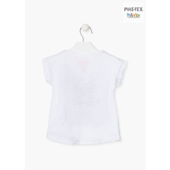 Losan fehér, kislány, rövid ujjú póló, nyomott fényképező mintával (016-1010AL) 