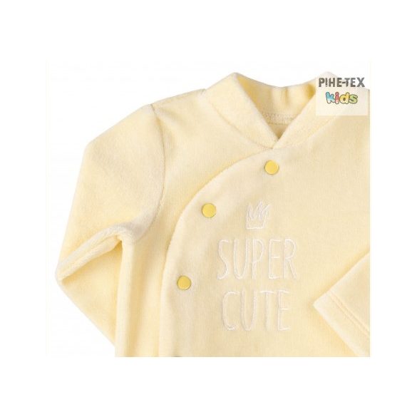 Bembi Díszdobozos újszülött kislány 5 részes szett sárga-szürke,cicás mintával-felirattal (KP244)