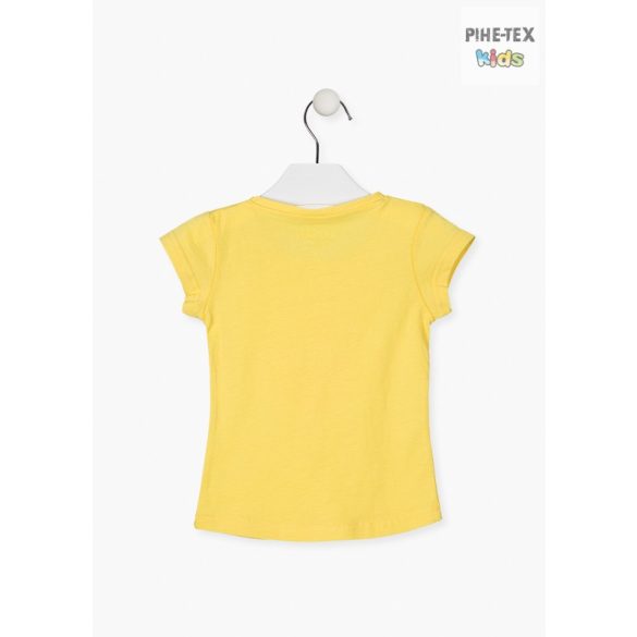 Losan sárga, kislány, rövid ujjú póló, nyomott, gyöngyös mintával (016-1005AL) 