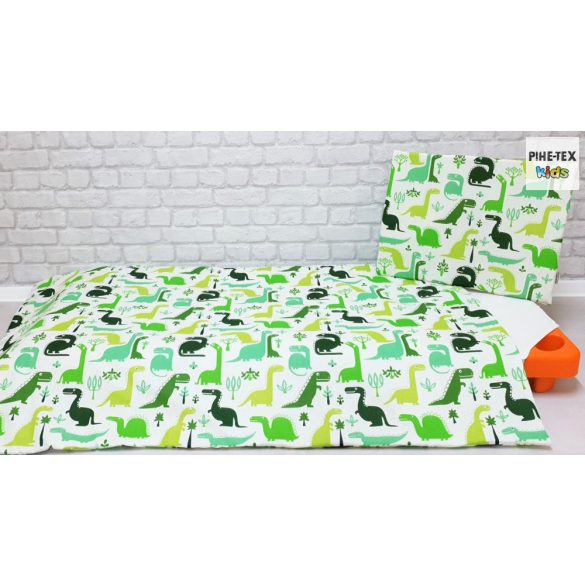 Dinópark zöld, 4 részes ovis kezdőcsomag (468/Z) (2 részes mintás, ovis zsák, tornazsák, vízhatlan matracvédő lepedő) + ajándék ovis törölköző