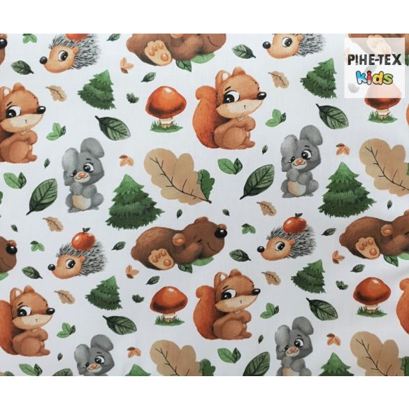 Erdei mókus és barátai ovis ágynemű szett 90x140cm (620) (ovis huzat, 2 részes fehér) 