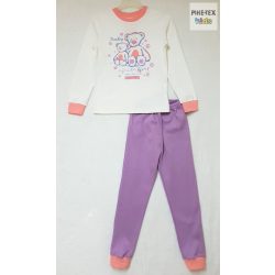   Bembi 2 részes lány pizsama szett, rózsaszín-lila-fehér, maci mintával (PG39)
