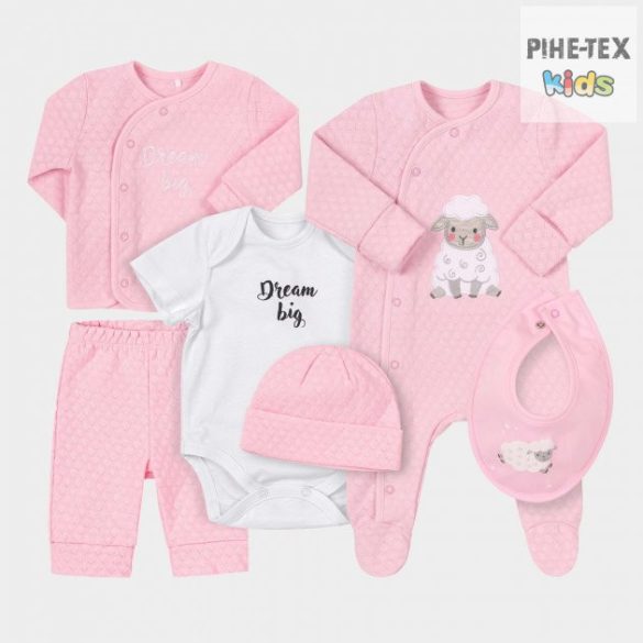 Bembi Díszdobozos újszülött kislány 6 részes szett rózsaszín,bárány mintával (KP260)