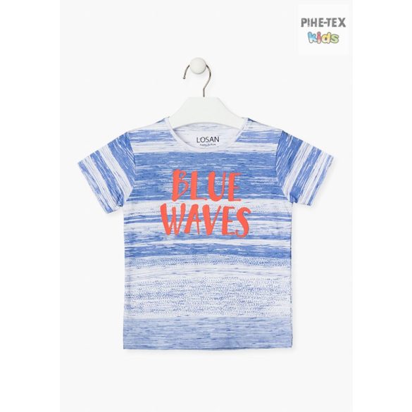 Losan fiú fehér-kék, rövid ujjú póló, nyomott Blue Waves felirattal (015-1004AL)