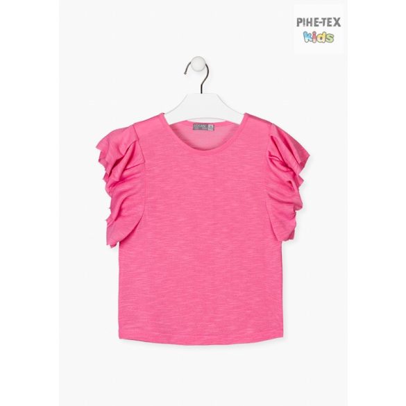 Losan pink, lány, rövid ujjú, fodros póló (014-1006AL) 