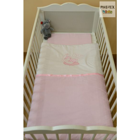 Rózsaszín, "hímzett alvós baba" 2 részes babaágynemű szett (99)
