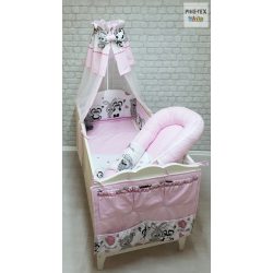   Cuki Állatok, rózsa 6-pieces Baby Bedding Set (576/R) (4 pieces, Storage with pocket, Baby Nest) + with a gift terry cloth towel 