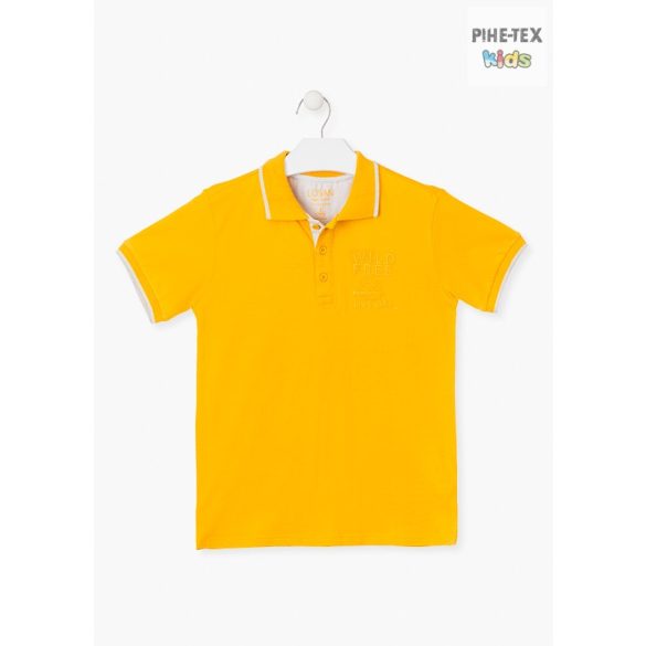 Losan fiú rövid ujjú póló, sárga, hímzett mintával, Wild free felirattal (013-1633AL)