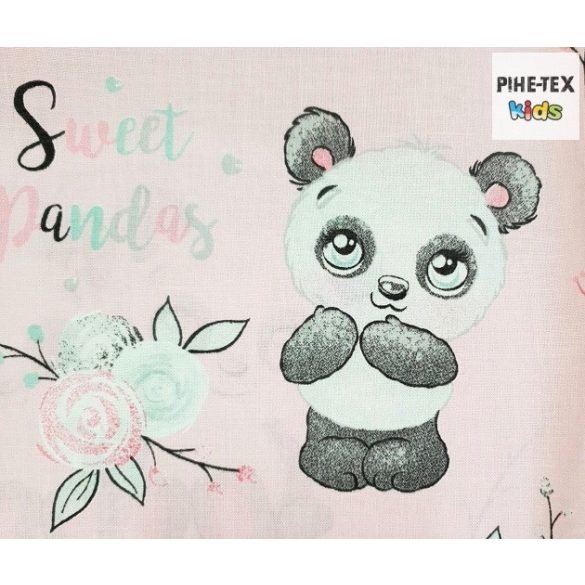 Sweet Panda, rózsa, 4 részes ovis kezdőcsomag (2 részes mintás, ovis zsák, tornazsák, vízhatlan matracvédő lepedő) + ajándék ovis törölköző