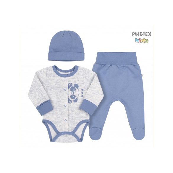 Bembi újszülött kisfiú 3 részes kék szett ,pandás mintával (KP275)
