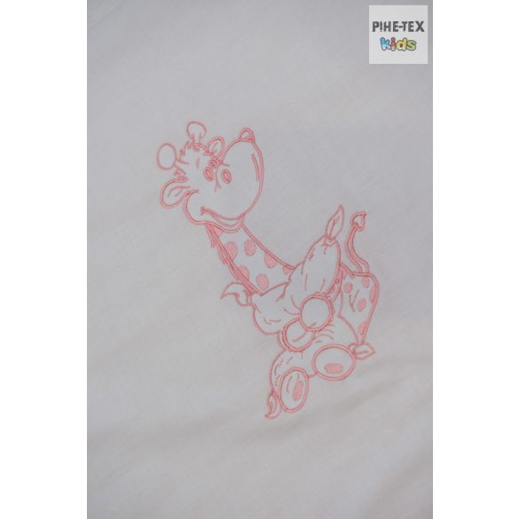 Rózsaszín, hímzett ölelős zsiráf 3 részes babaágynemű szett (99)