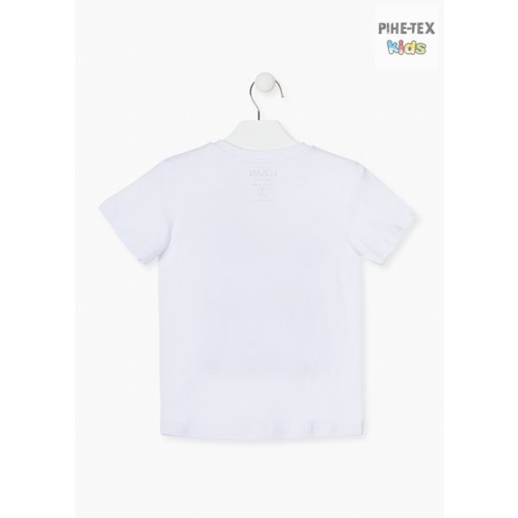 Losan fiú, fehér, rövid ujjú póló, megfordítható flitteres mintával (015-1211AL)