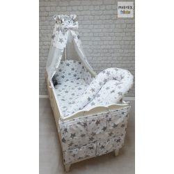   Csíkos Csillagok, rózsa 6-pieces Baby Bedding Set (121/R) (4 pieces, Storage with pocket, Baby Nest) + with a gift terry cloth towel 