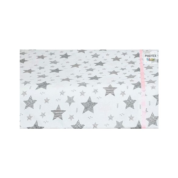 Csíkos Csillagok, rózsa 6 részes babaágynemű szett (121/R) (4 részes, zsebes tároló, babafészek)
