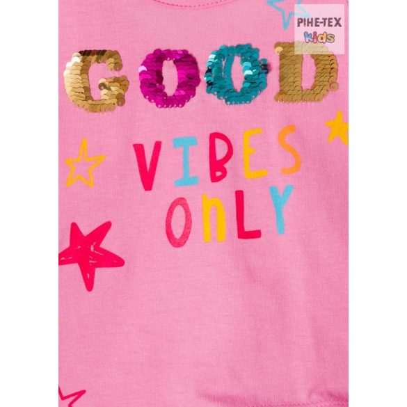 Losan pink, kislány, trikó, nyomott, megfordítható flitteres mintával (016-1025AL) 