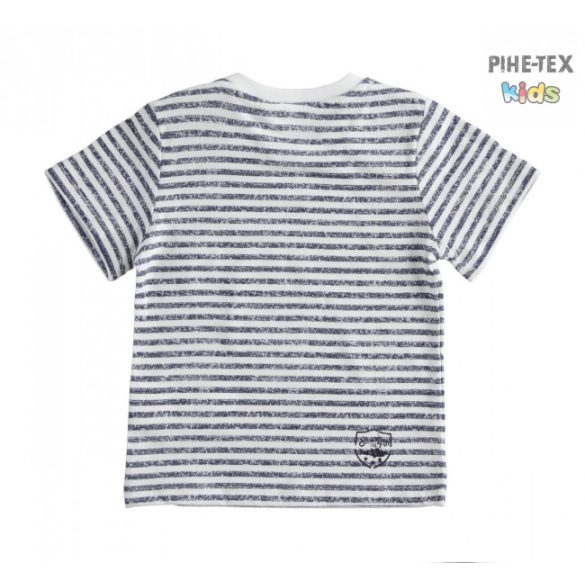 iDO fiú, fehér-kék csíkos, rövid ujjú póló, nyomott mintával (J684/00-6MY8)