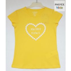   Losan sárga, lány póló, nyomott mintával, How lovely yellow is felirattal (014-1302AL) 