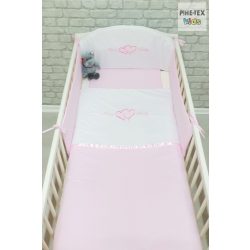   Rózsaszín, hímzett I love baby feliratos szivecskékkel 3 részes babaágynemű szett (99)