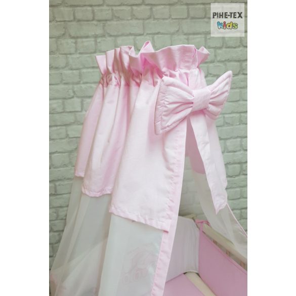 Rózsaszín, hímzett függős macik 4 részes babaágynemű szett (99)