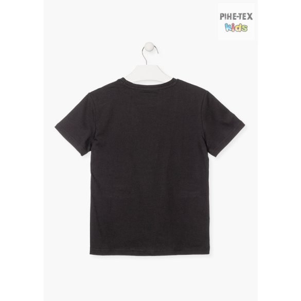 Losan fiú rövid ujjú póló, fekete, nyomott mintával (013-1011AL)