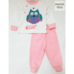   Bembi 2 részes lány pizsama szett, rózsaszín, bagoly mintával (PG40)