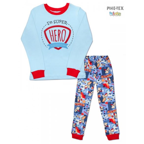 Bembi 2 részes fiú pizsama szett, világoskék, Hero (PG39)