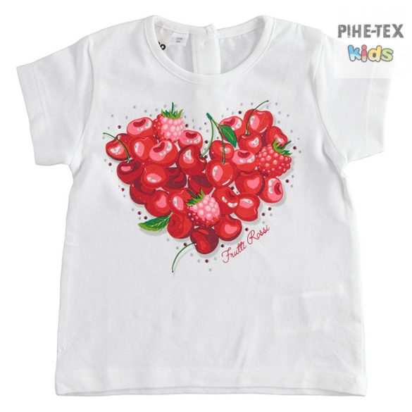 iDO lány, fehér, rövid ujjú póló, nyomott gyümölcs mintával (J759/00-0113)