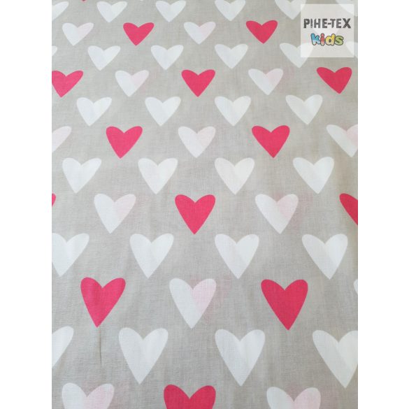 Bézs-pink szívek textil (122)