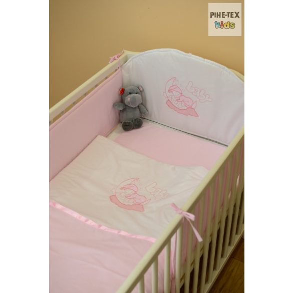 Rózsaszín, alvós baba 3 részes babaágynemű szett (99)