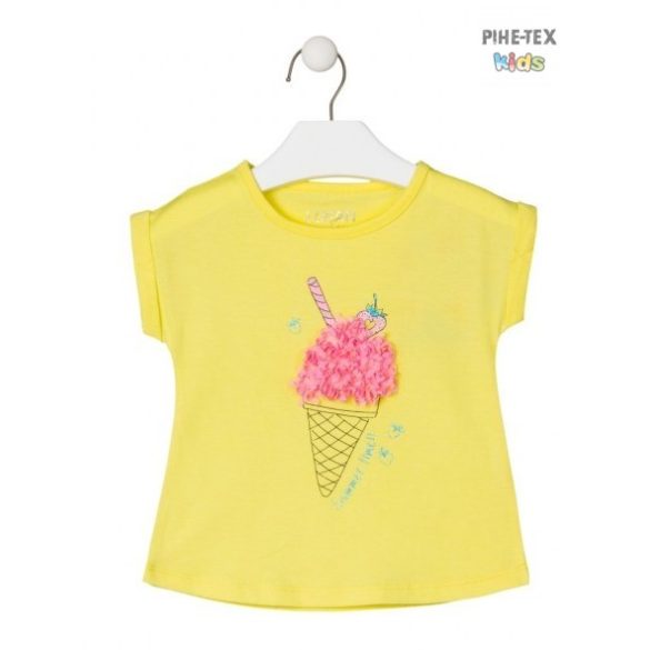 Losan kislány, sárga, rövid ujjú póló, fagyi mintával (016-1200AL)